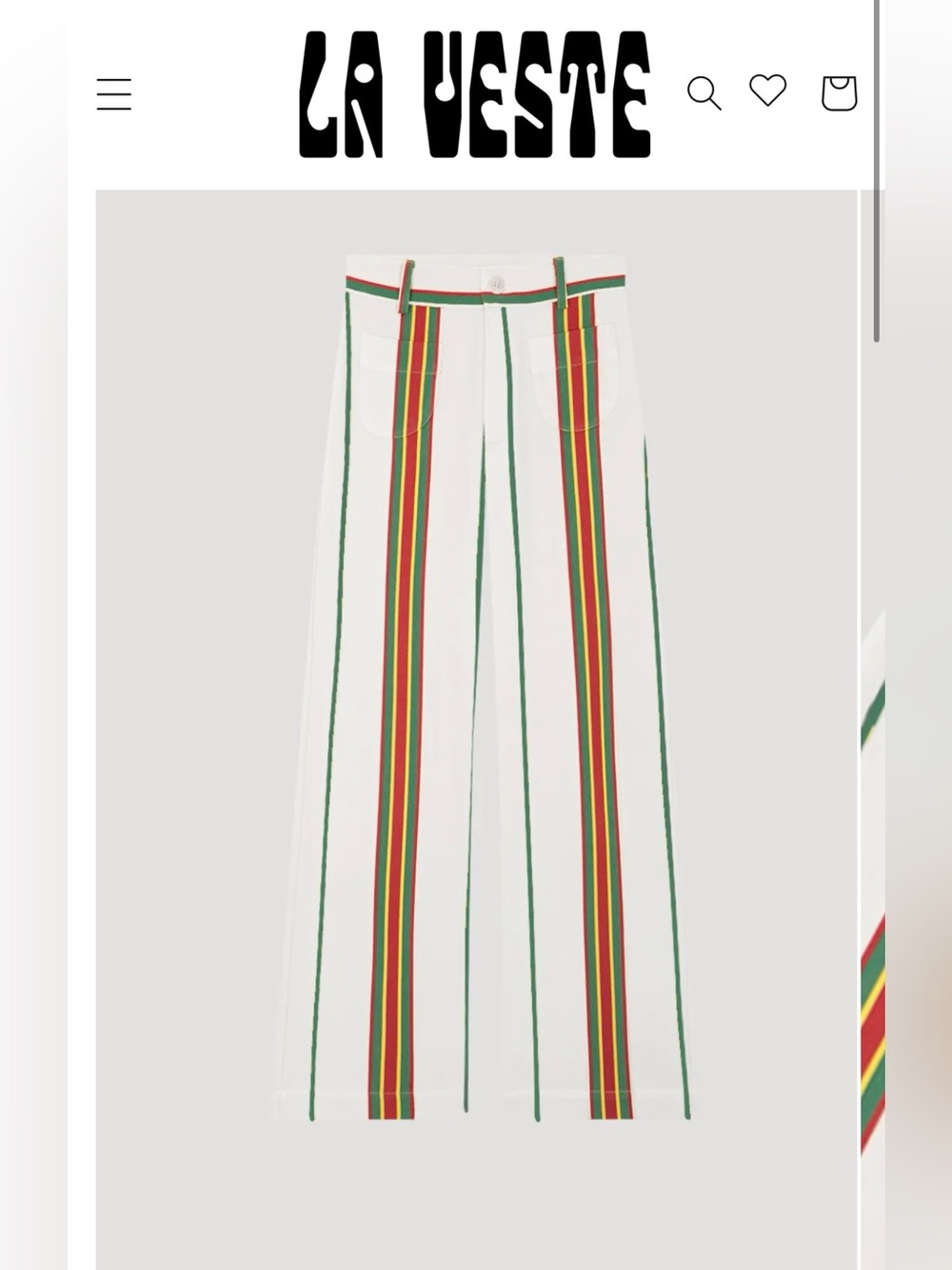 NWT La Veste Wide-Leg Striped White Pants SZ: XS